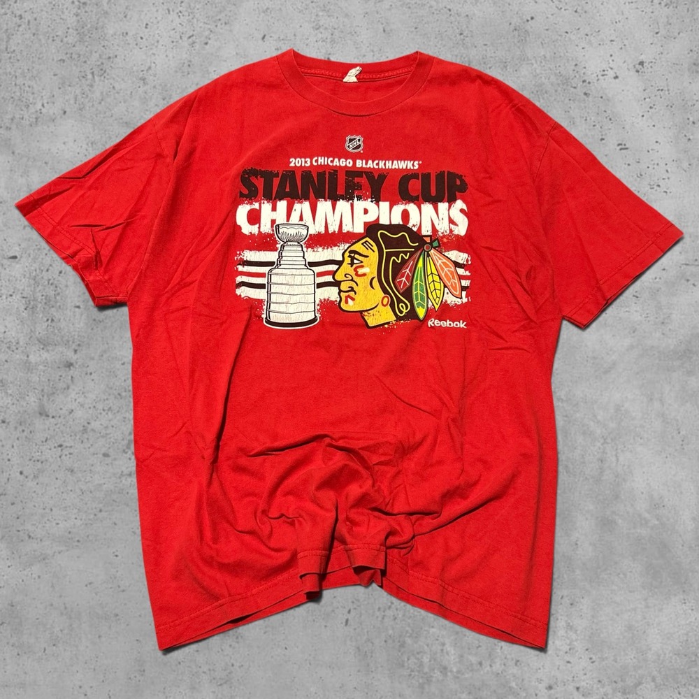 Reebok Chicago Blackhawks 2013 Stanley Cup Champions Red T-Shirt XL Vintage 90s